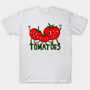 Happy Red Tomatoes Cartoon T-Shirt